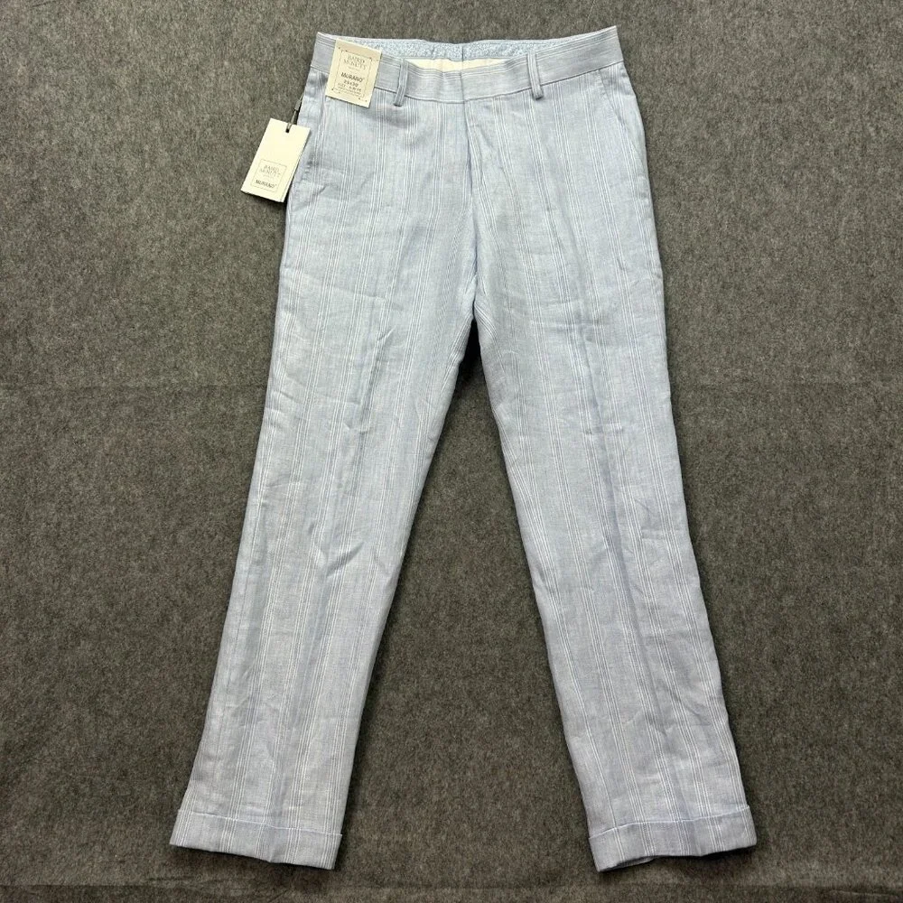 Murano Baird McNutt Alex Slim Fit Linen Pants Men's Size 29 X 30 Light Blue NWT